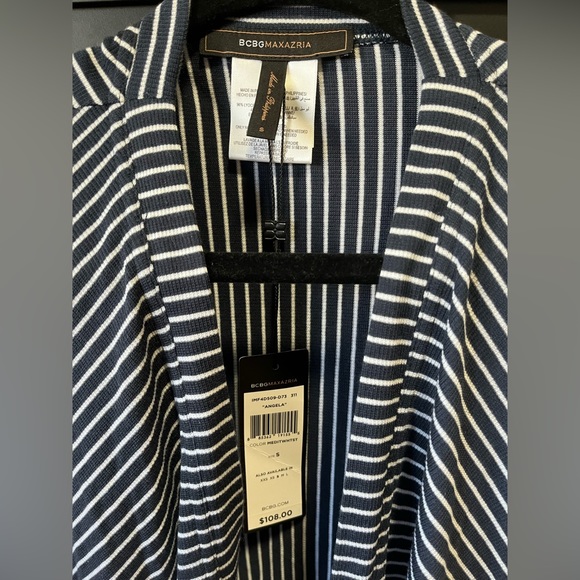 BCBGMaxazria Women's Small "Angel" Cardigan Wrap Sweater Blue/White Stripes - Picture 5 of 5